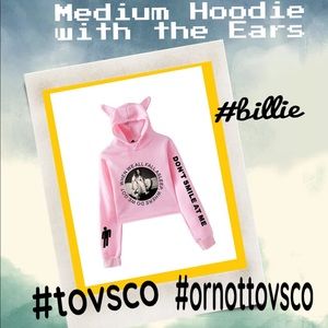 Crop Hoodie Ears Billie Eilish pink vsco approved